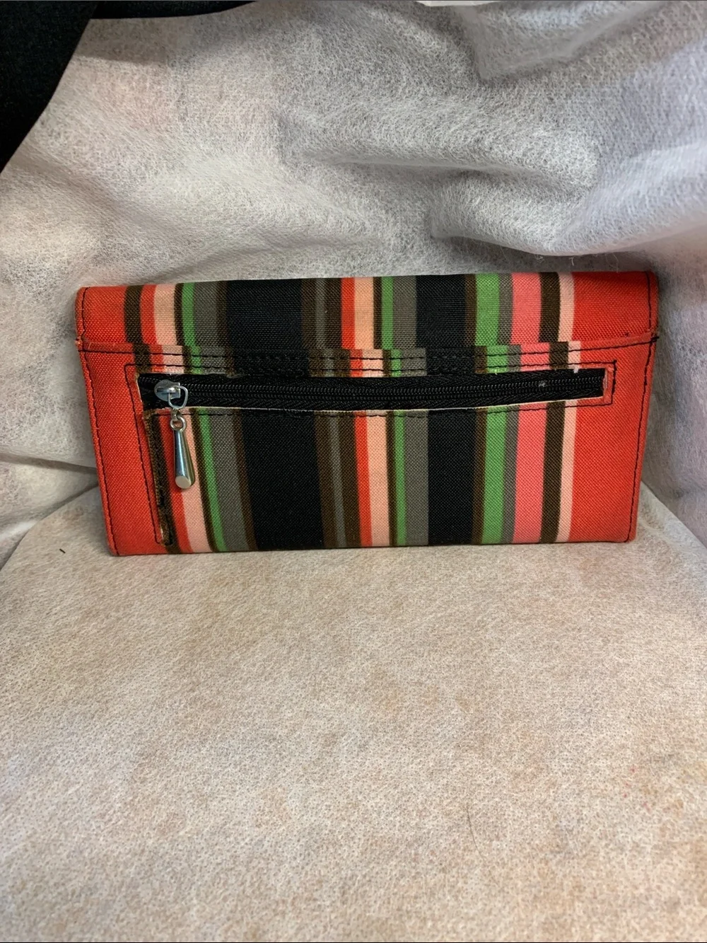 Vintage kate spade  New York Y2K  Multi-color Striped Canvas Trifold Wallet